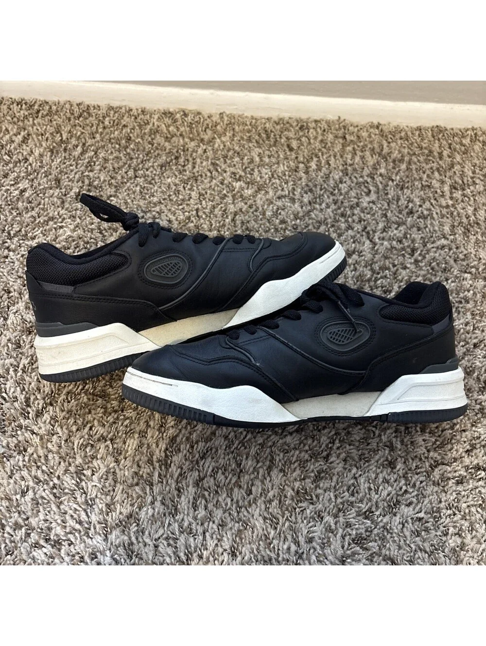 Lacoste Men's Lineshot 223 Leather Sneakers Shoes Black White US Size 11.5